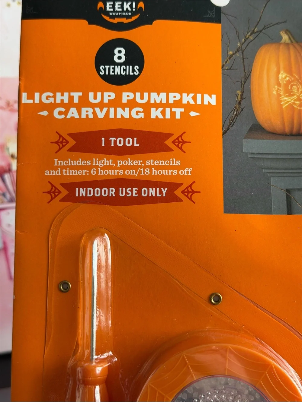 Hyde & Eek! Orange Pumpkin Carving Tool Kit - 5-Piece Set & light set